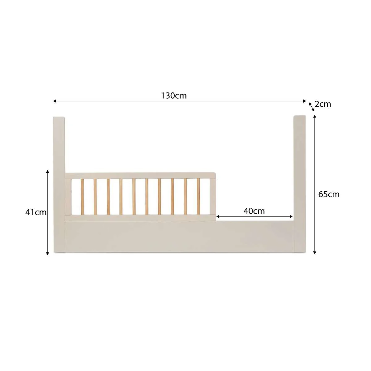 Addison Cot Toddler Half Frame - Putty/Natural - Image 8