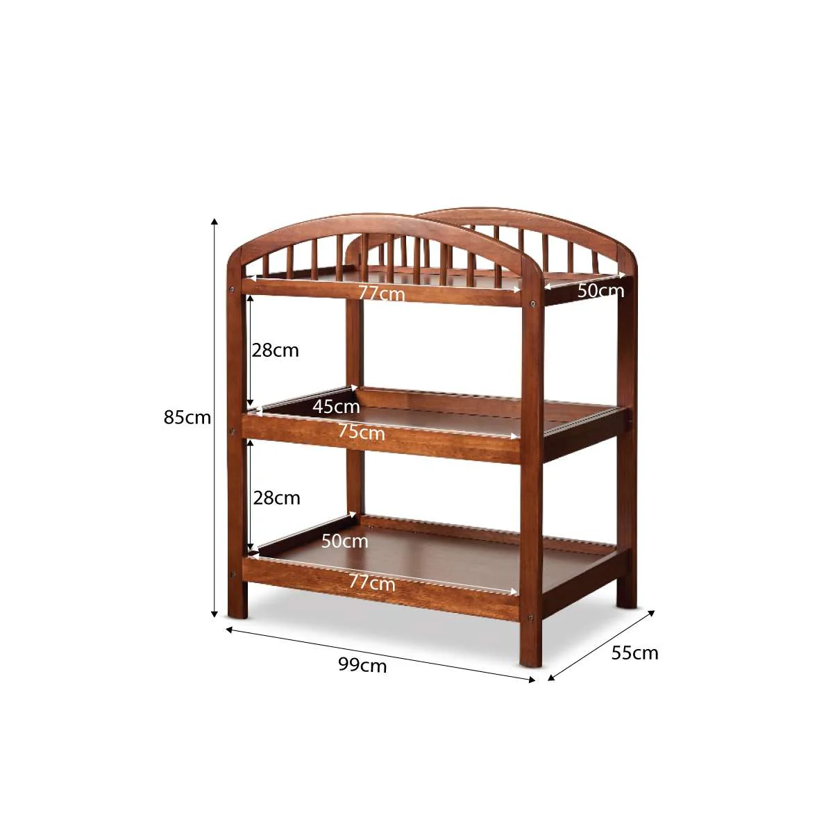 Archie 2 Shelf Change Table - Hazelnut - Image 10