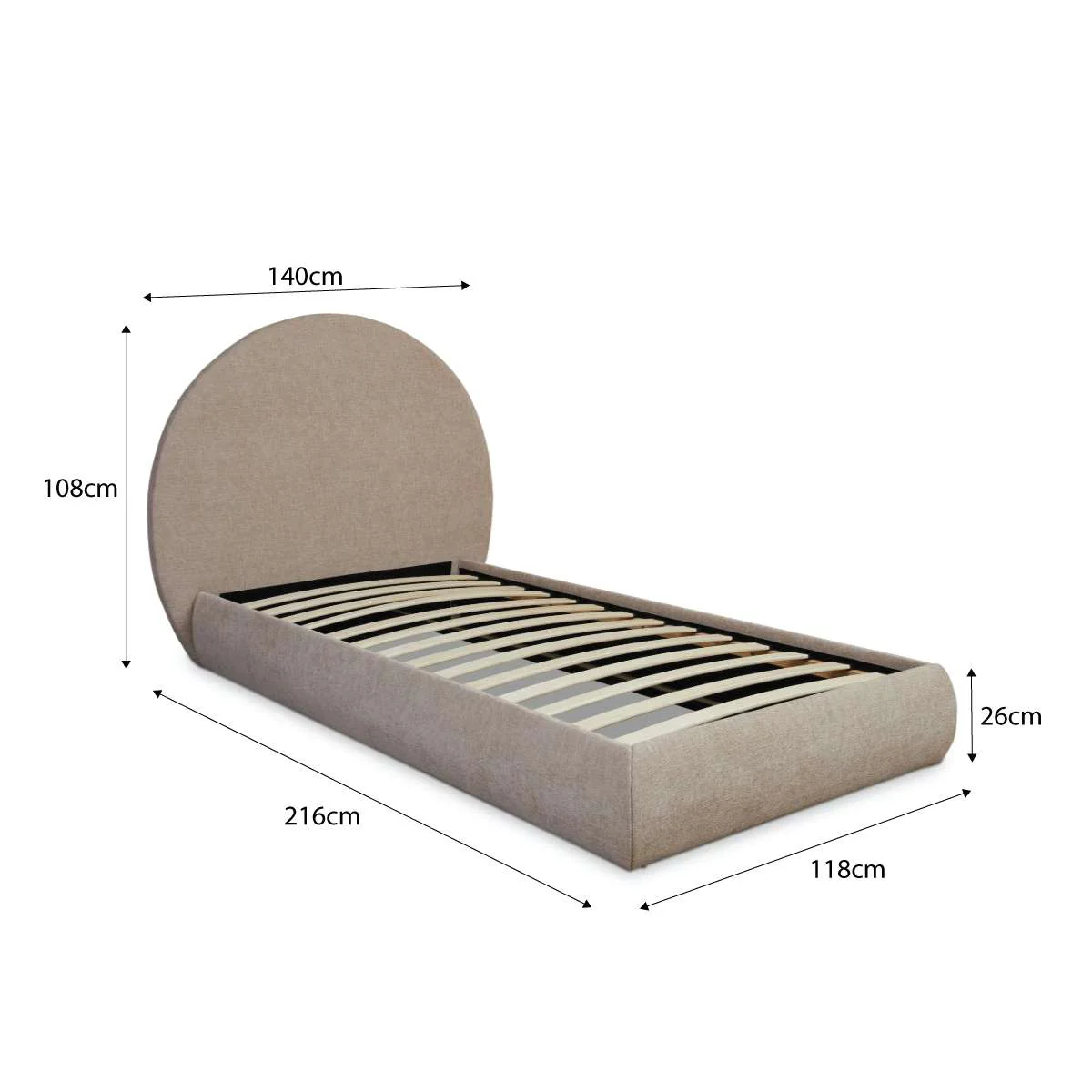 Arlo Arched King Single Bed + Mattress Bundle - Natural - Image 4