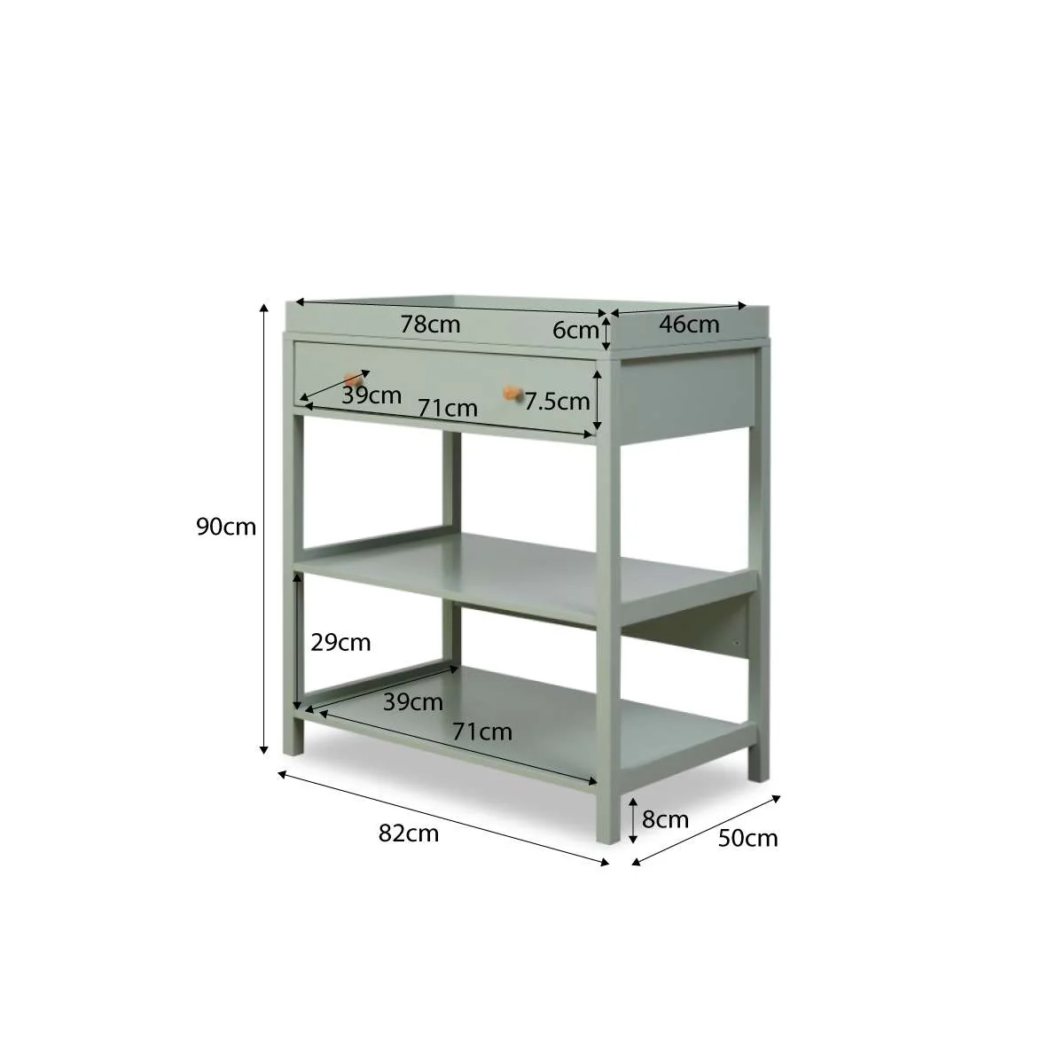 Mocka Change Table With Removable Top - Sage Green - Image 12