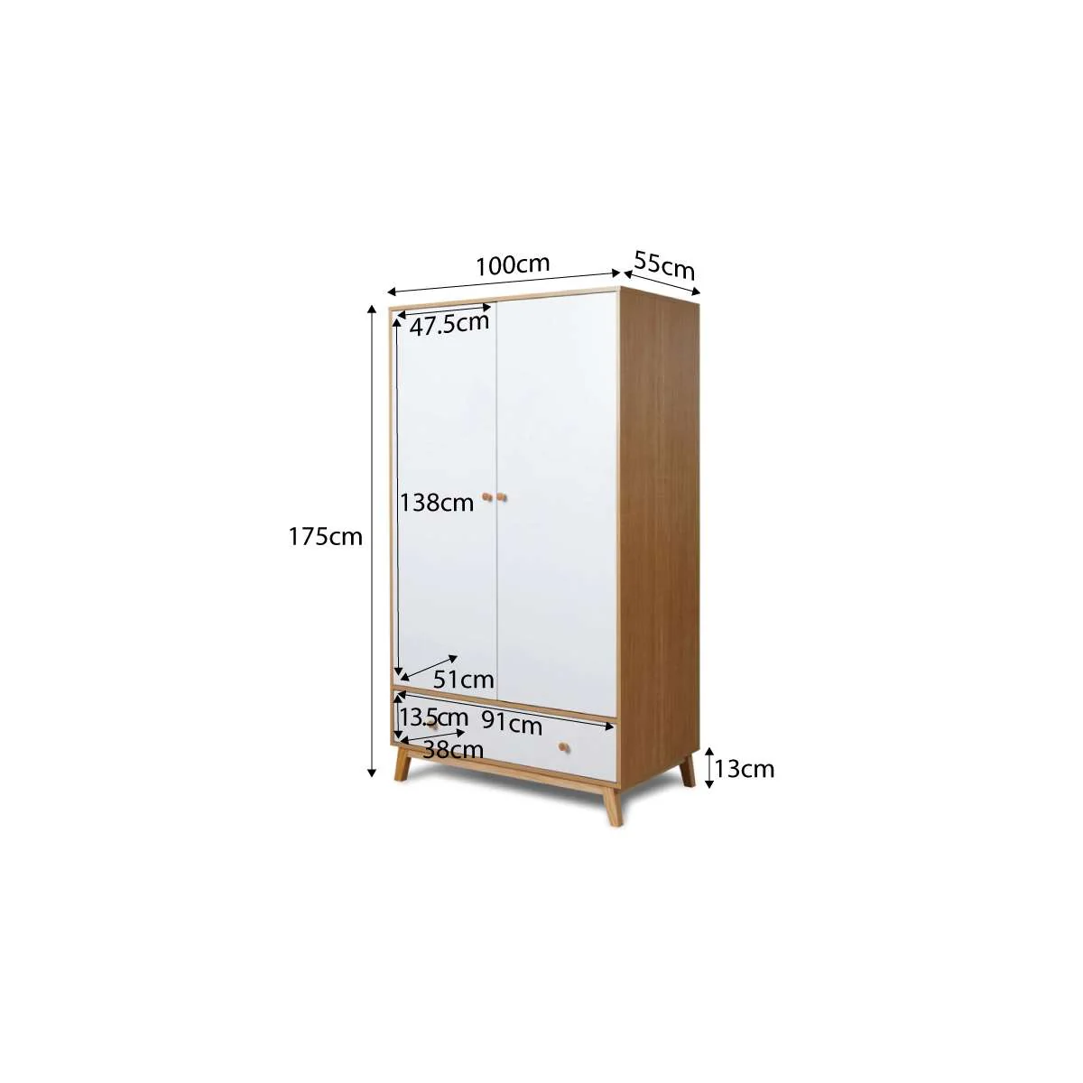 Aspen Wardrobe - White/Natural - Image 12