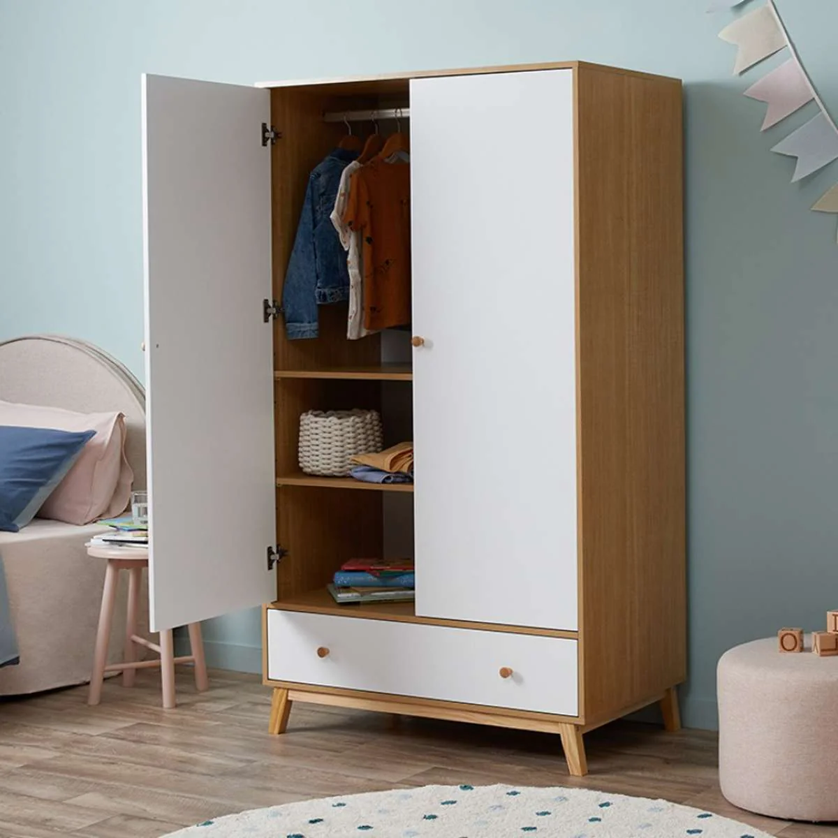 Aspen Wardrobe - White/Natural - Image 7