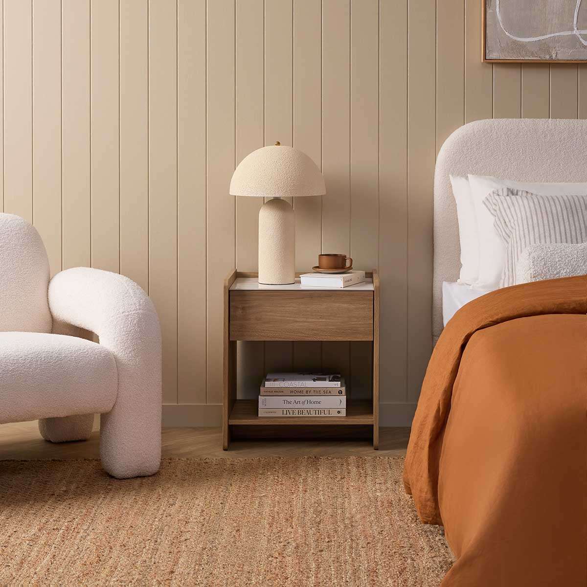 Avery Stone Top Bedside Table - Pecan - Image 3