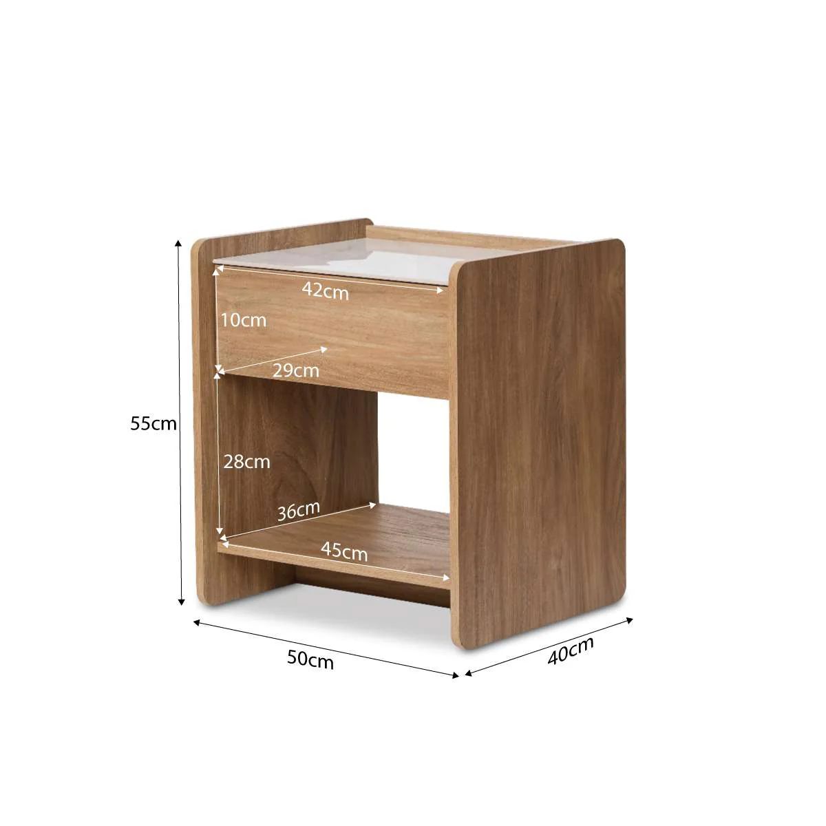 Avery Stone Top Bedside Table - Pecan - Image 9