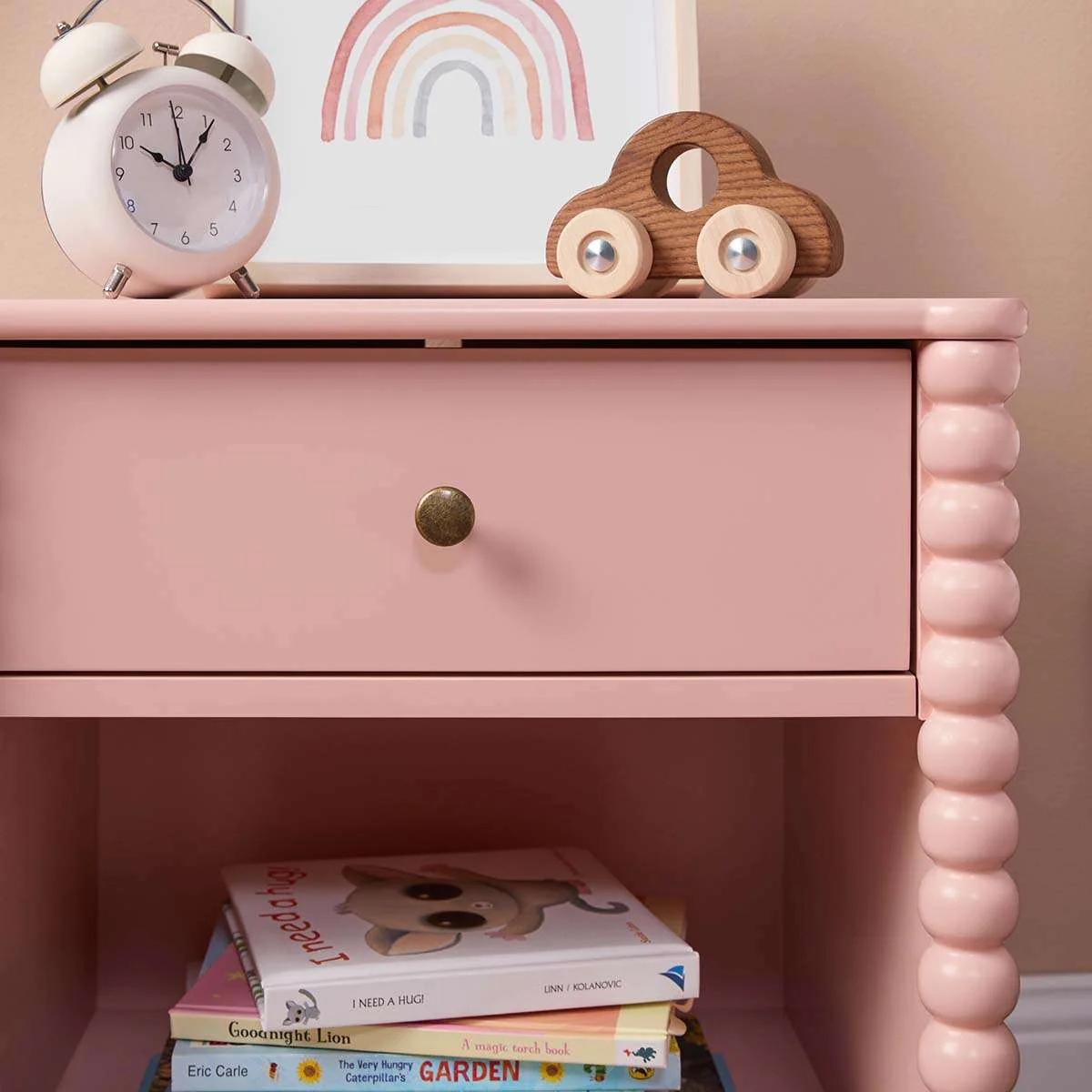 Betti Bobbin One Drawer Bedside Table - Pink - Image 2