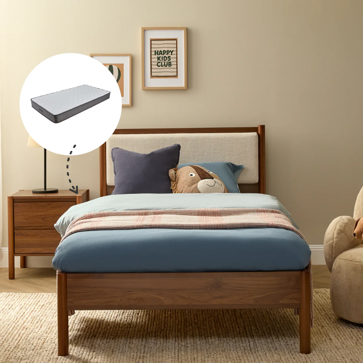 Blair Double Bed + Mattresses Bundle - Walnut