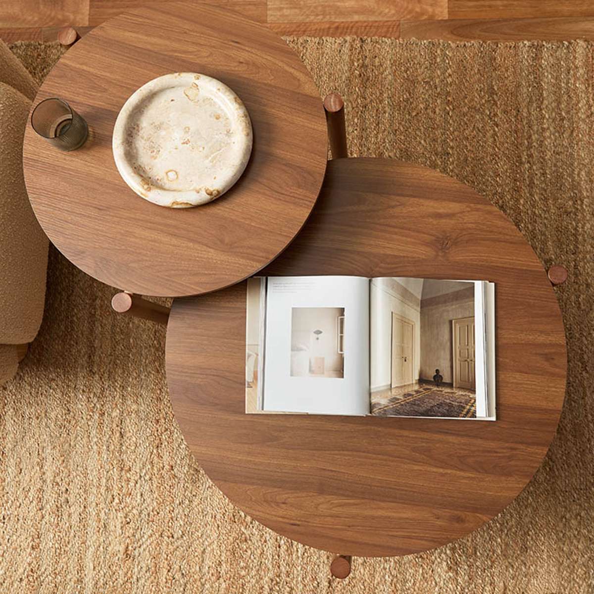 Blair Round Nesting Coffee Tables - Walnut - Image 4