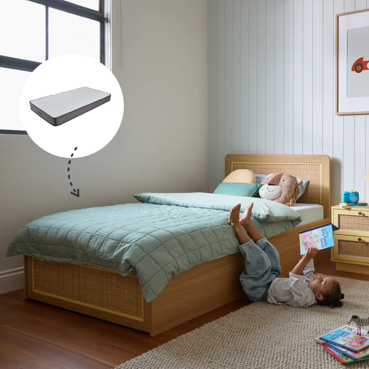 Bonnie Storage King Single Bed + Mattress Bundle