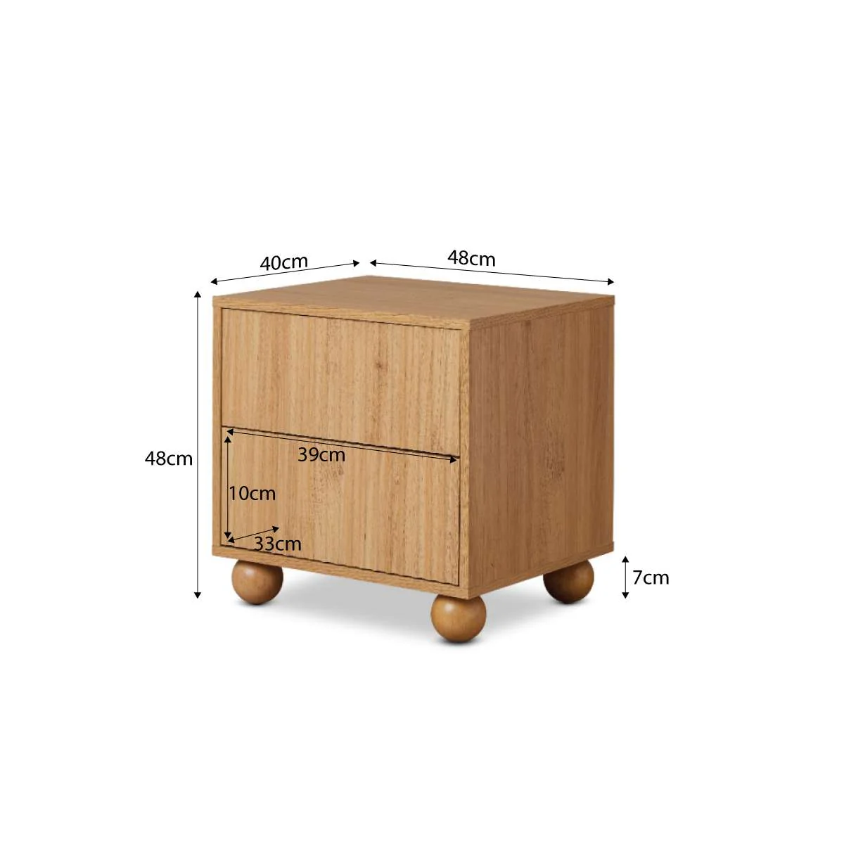 Deven Ball Feet Bedside Table - Natural - Image 10