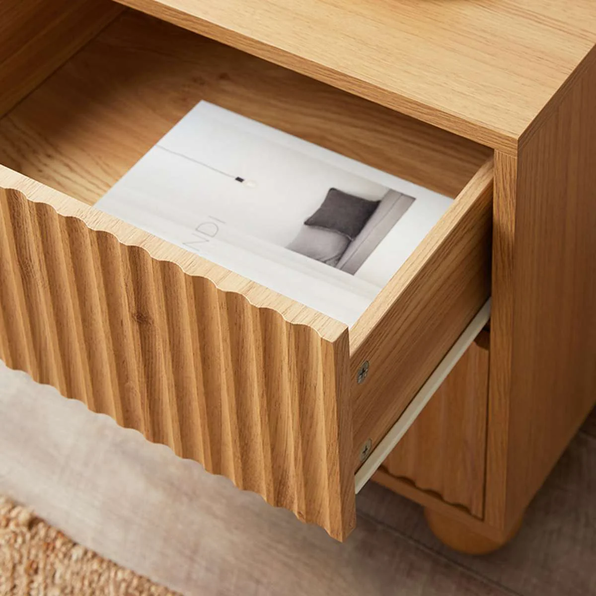 Deven Ball Feet Bedside Table - Natural - Image 6