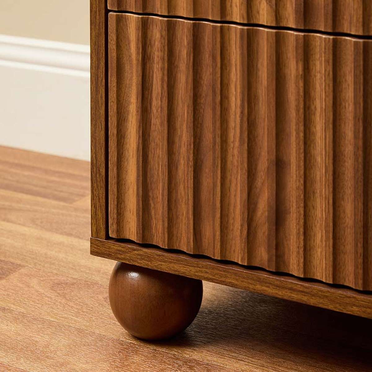 Deven Ball Feet Bedside Table - Walnut - Image 2