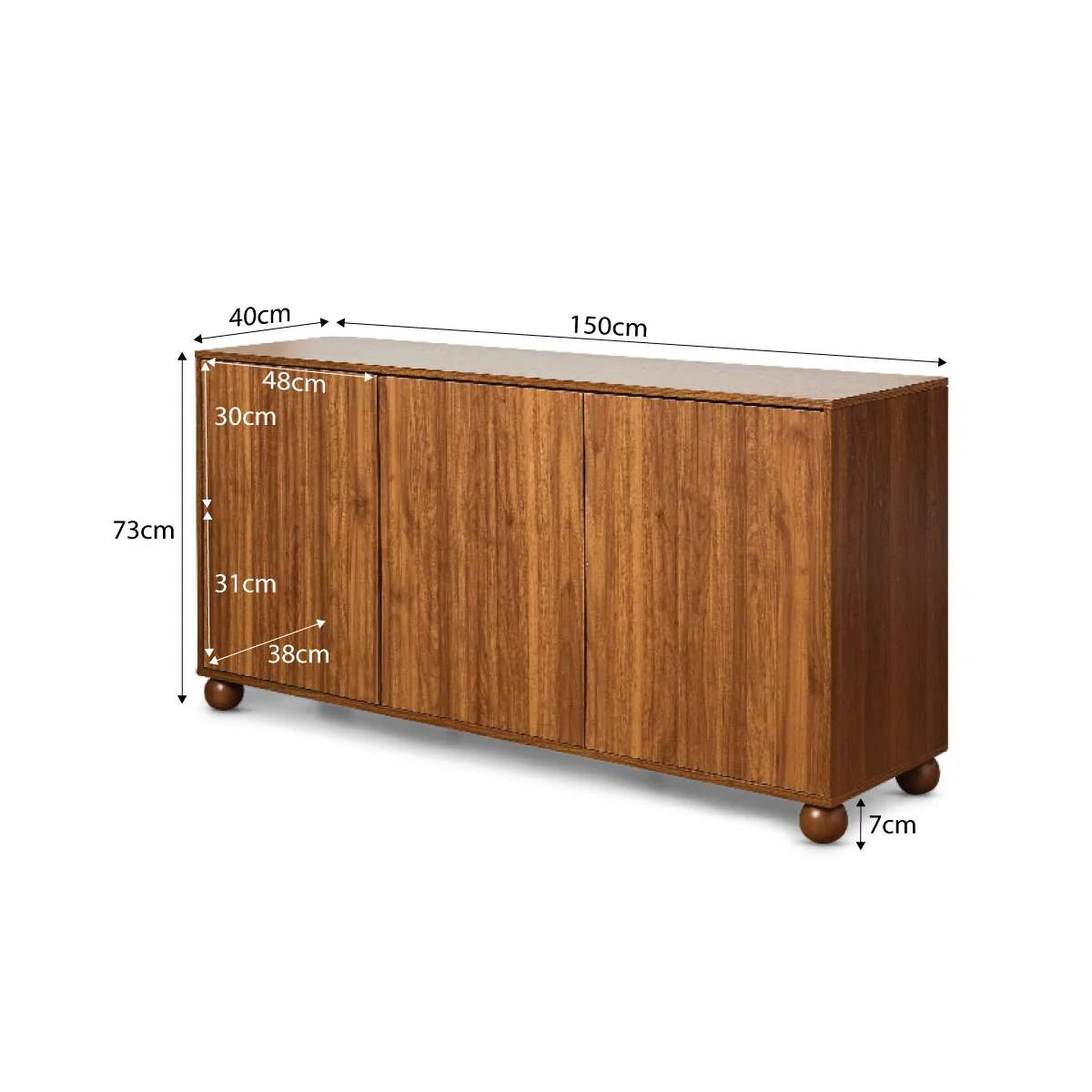 Deven Ball Feet Buffet - Walnut - Image 9