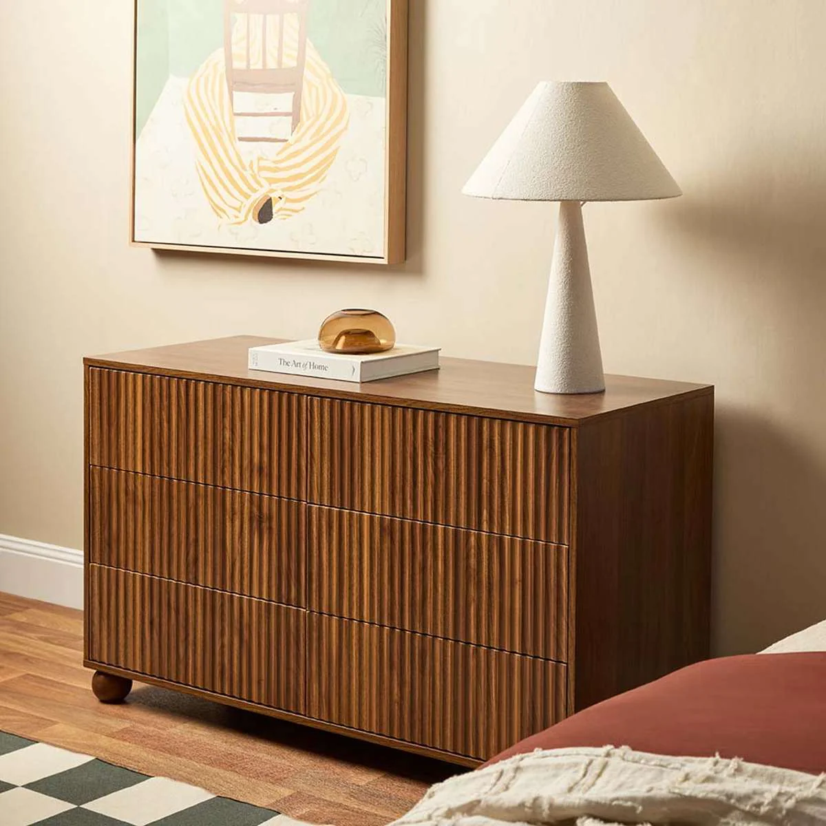 Deven Ball Feet Six Drawer - Walnut - Image 3