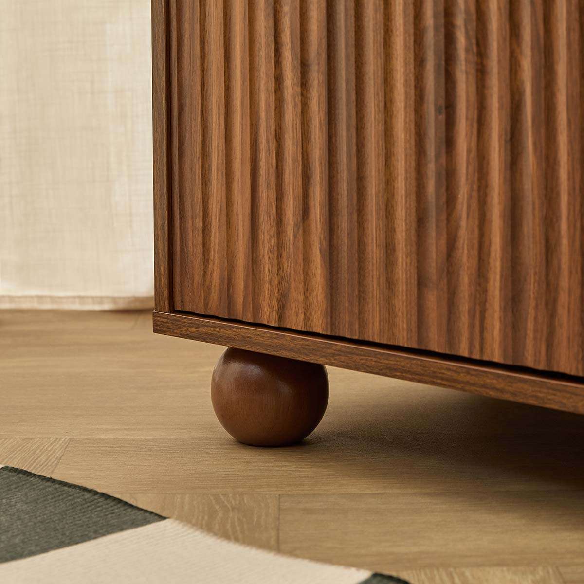 Deven Ball Feet Storage Console Table - Walnut - Image 4
