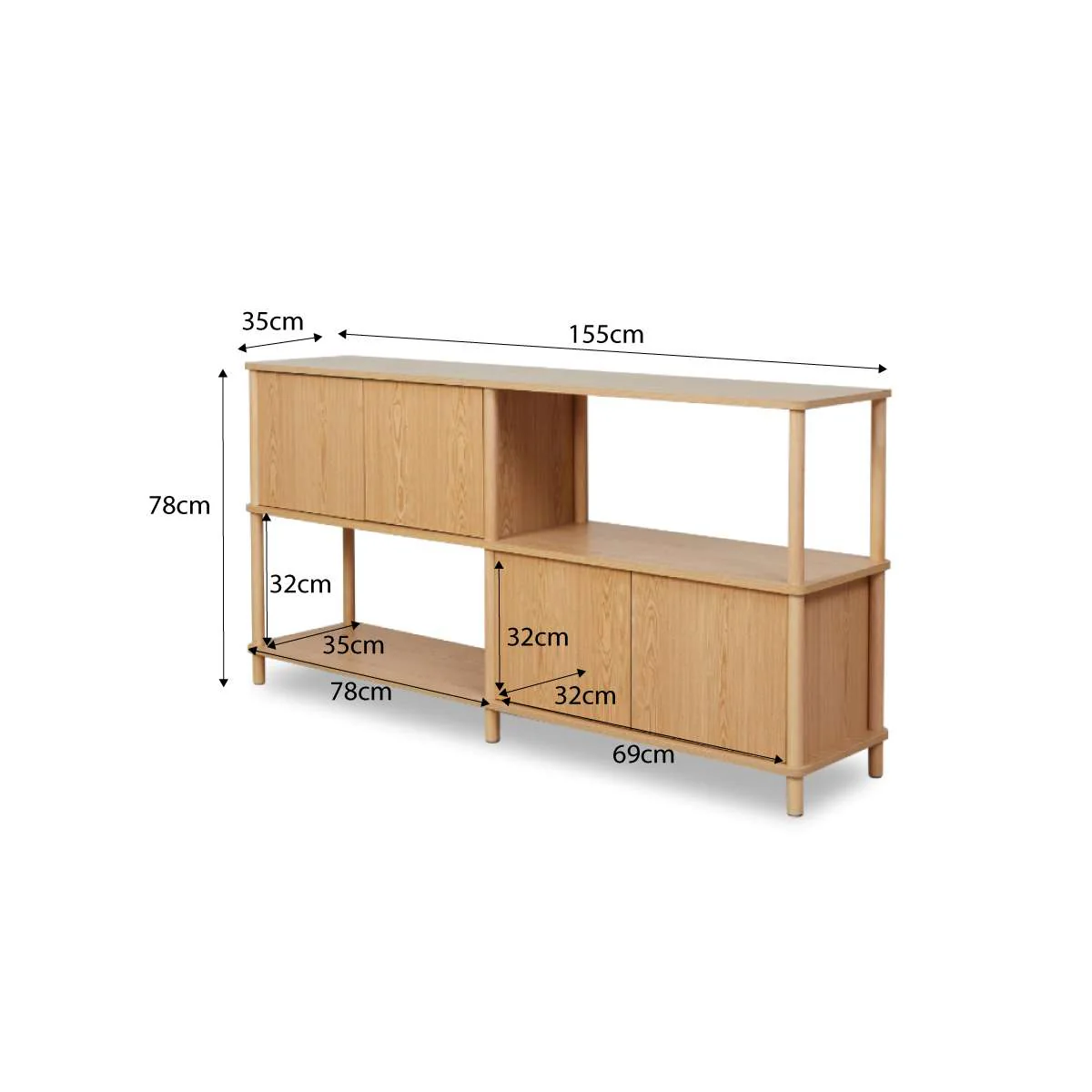 Eden Low Shelf With Storage - Natural - Image 13