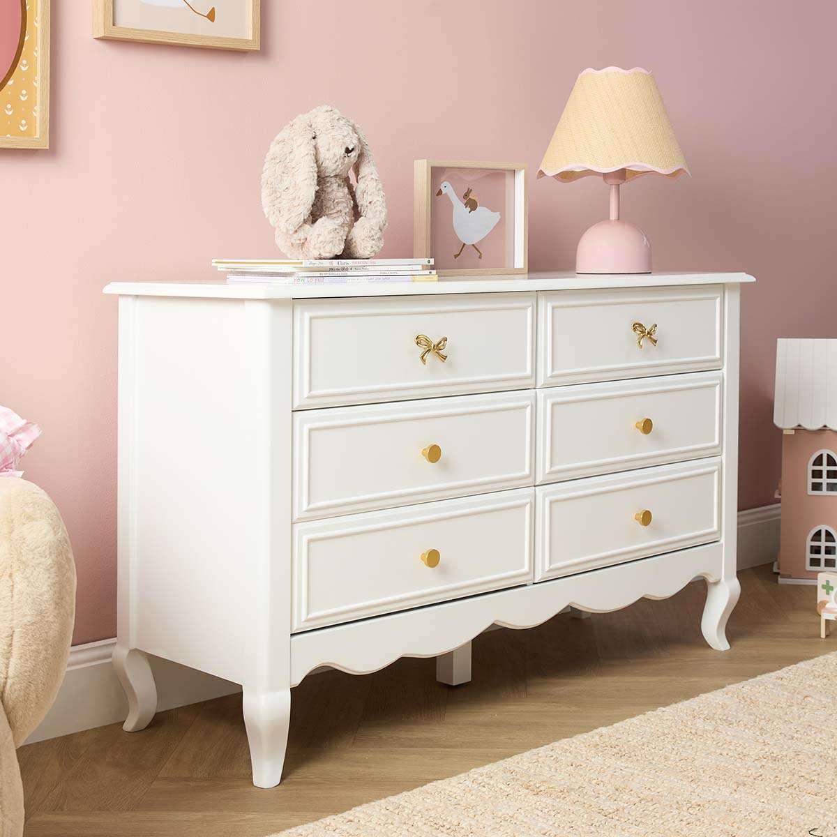 Emmeline Six Drawer with Bows - White - Image 2