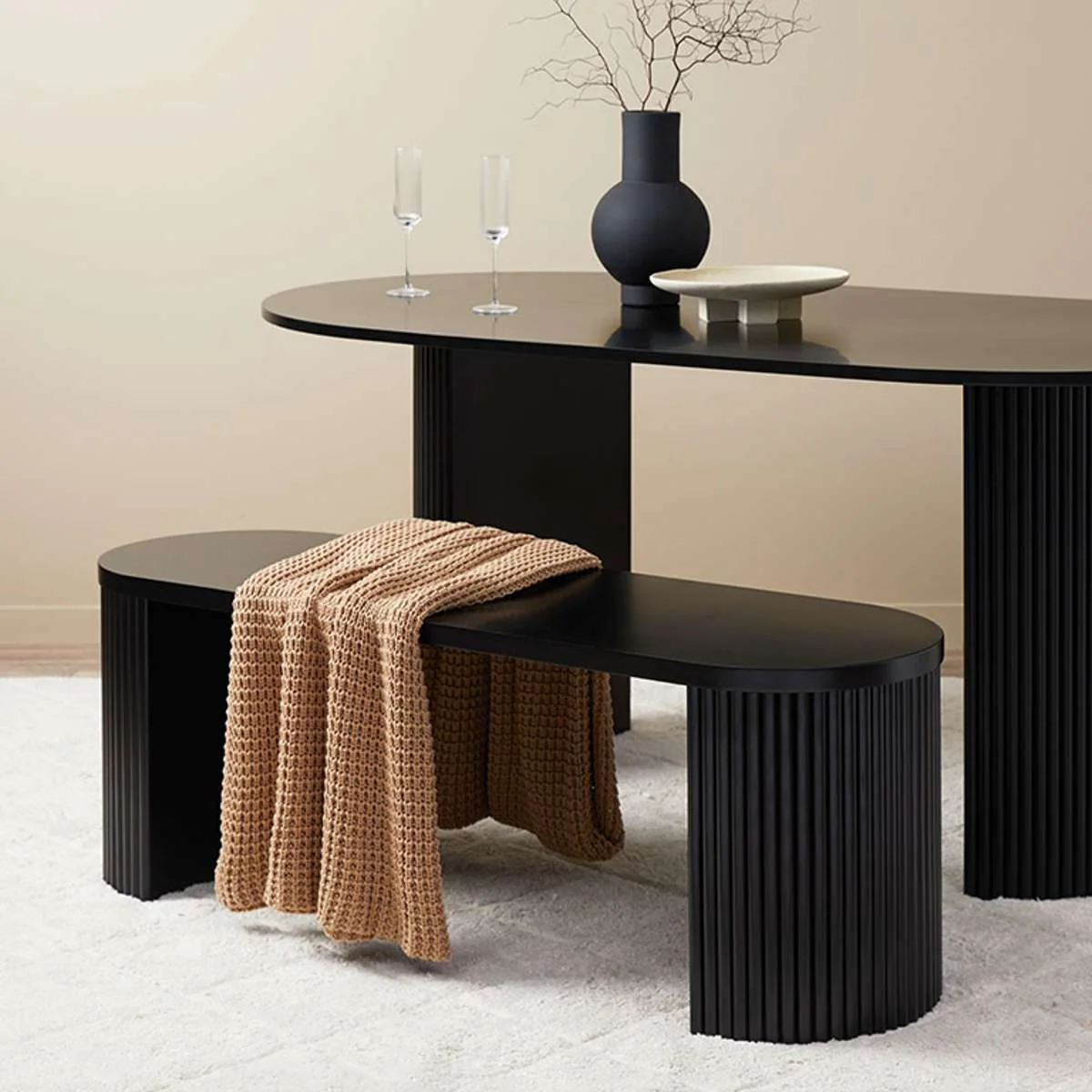 Eve Black Table Bench Seat and Avila Six Piece Dining Set - Image 3