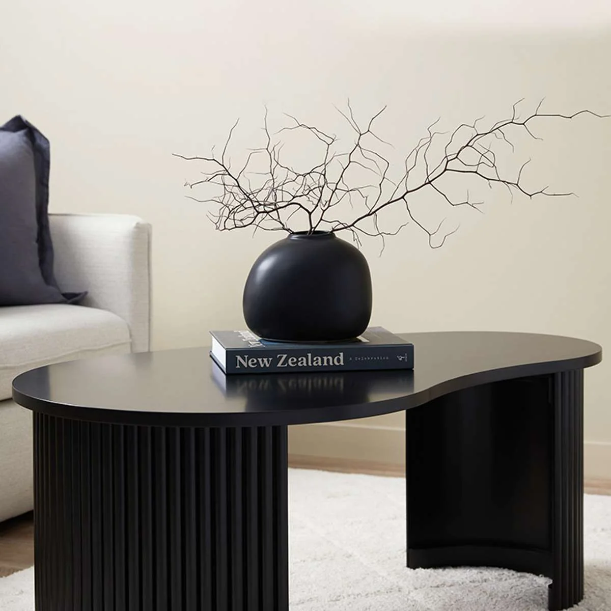 Eve Pebble Shaped Coffee Table - Black - Image 3
