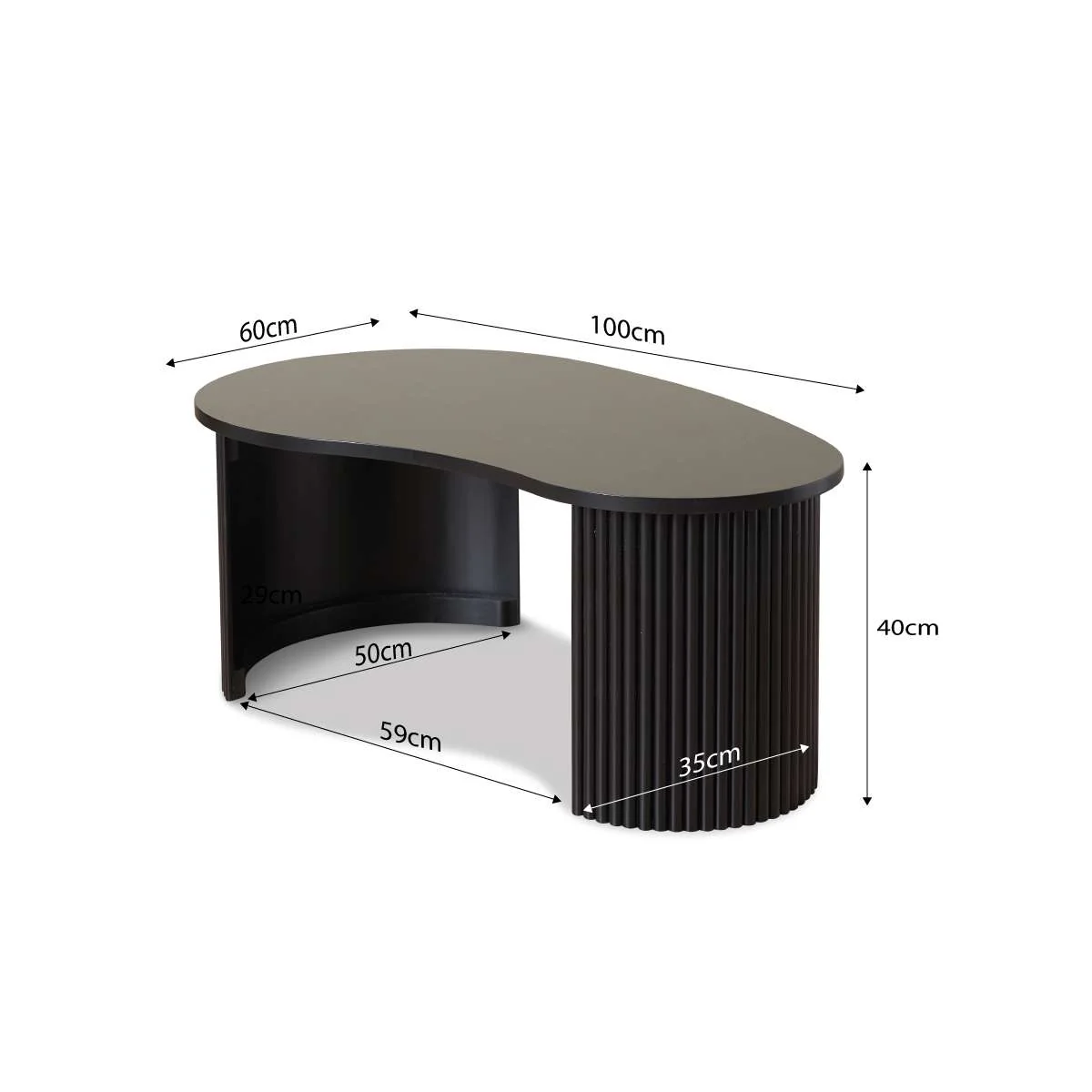 Eve Pebble Shaped Coffee Table - Black - Image 9