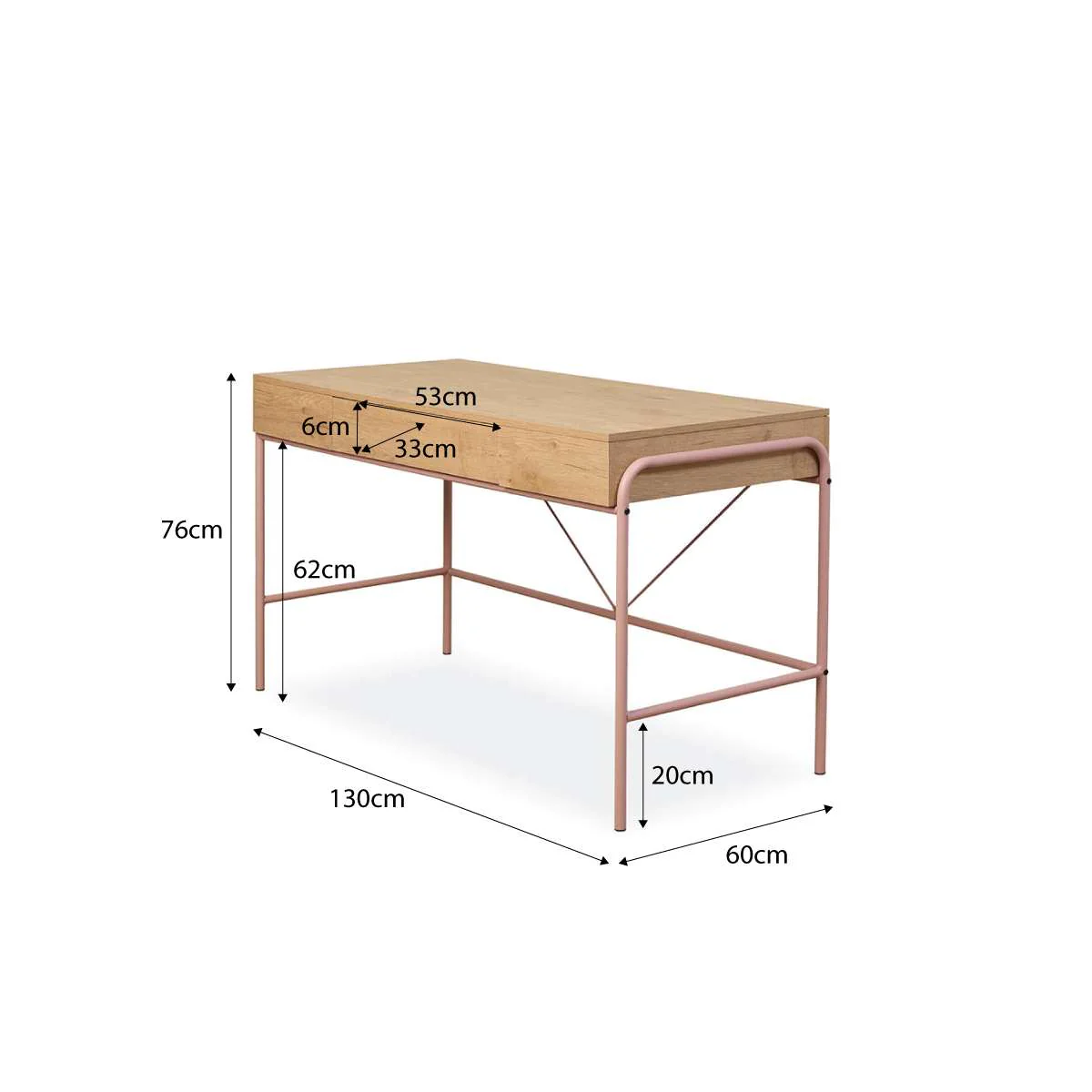 Grover Desk with Hooks - Pink/Natural - Image 9
