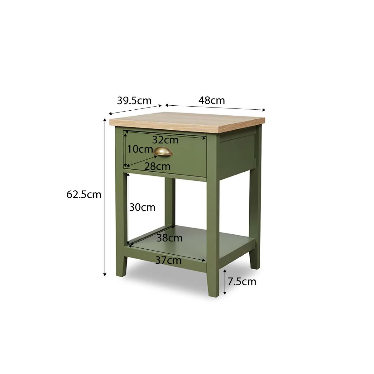 Hastings Bedside Table - Olive Green/Natural - Image 12
