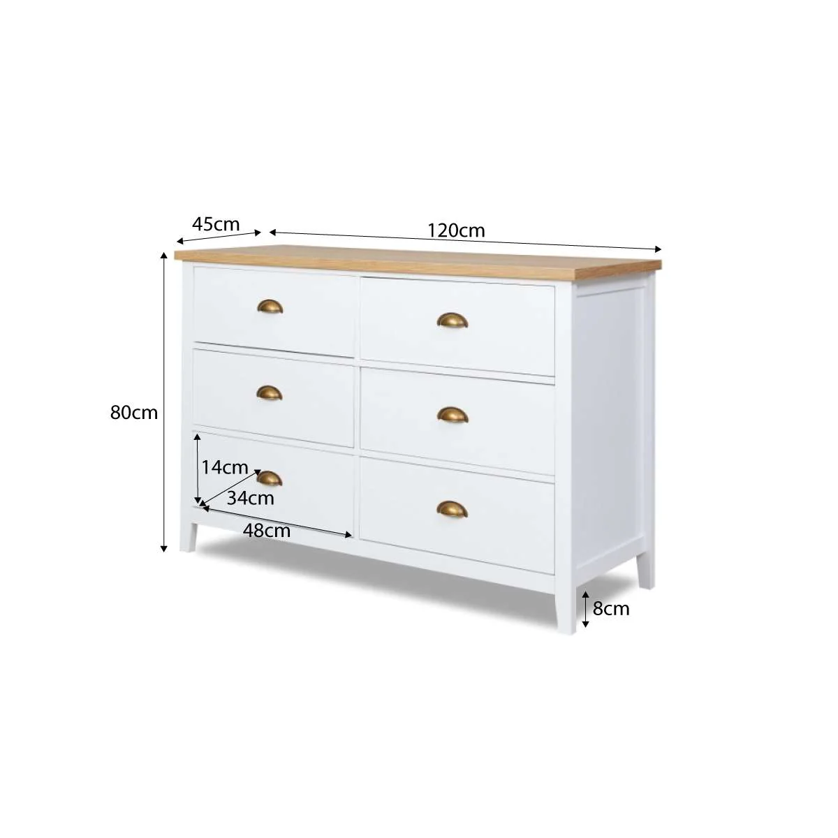 Hastings Six Drawer - White/Natural - Image 13