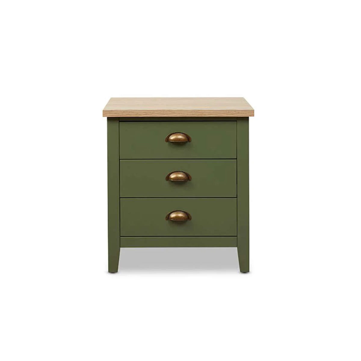 Hastings Three Drawer Bedside Table - Olive Green/Natural - Image 13
