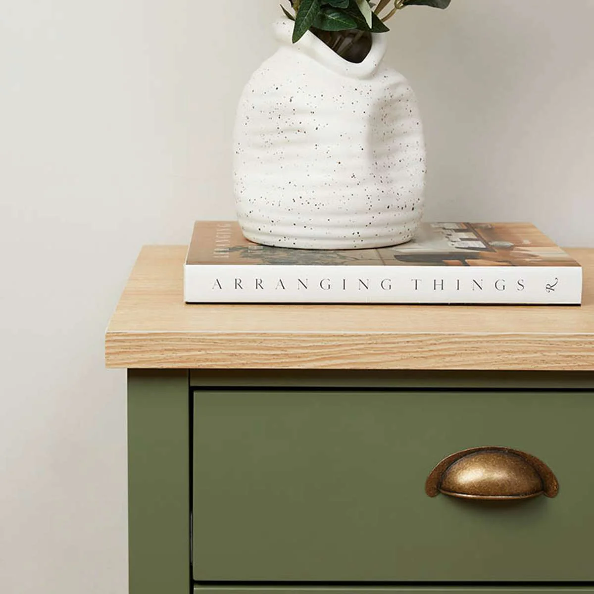 Hastings Three Drawer Bedside Table - Olive Green/Natural - Image 4