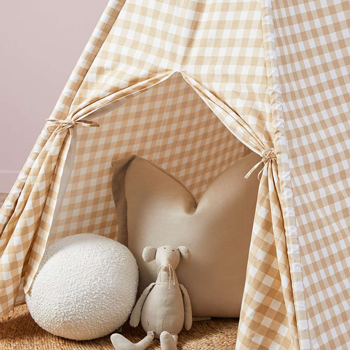Henley Teepee - Beige Gingham - Image 3