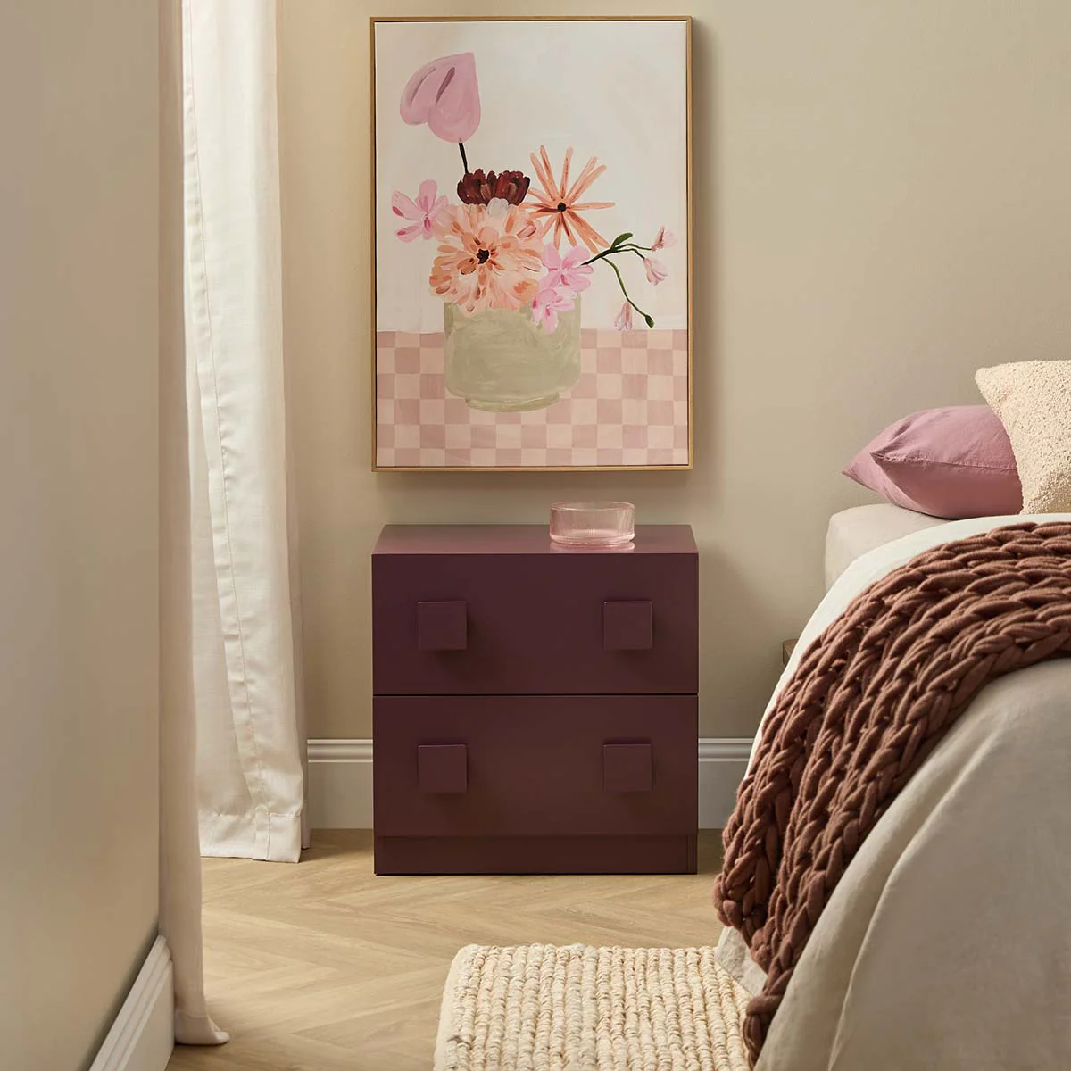 Kei Bedside Table - Plum