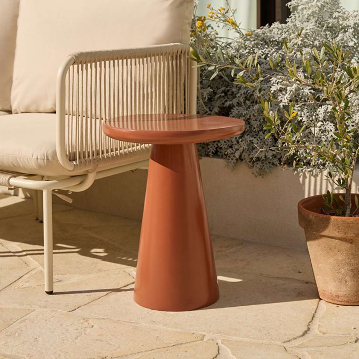 Leandro Outdoor Side Table - Clay Gloss Set of Two Bundle - Image 2