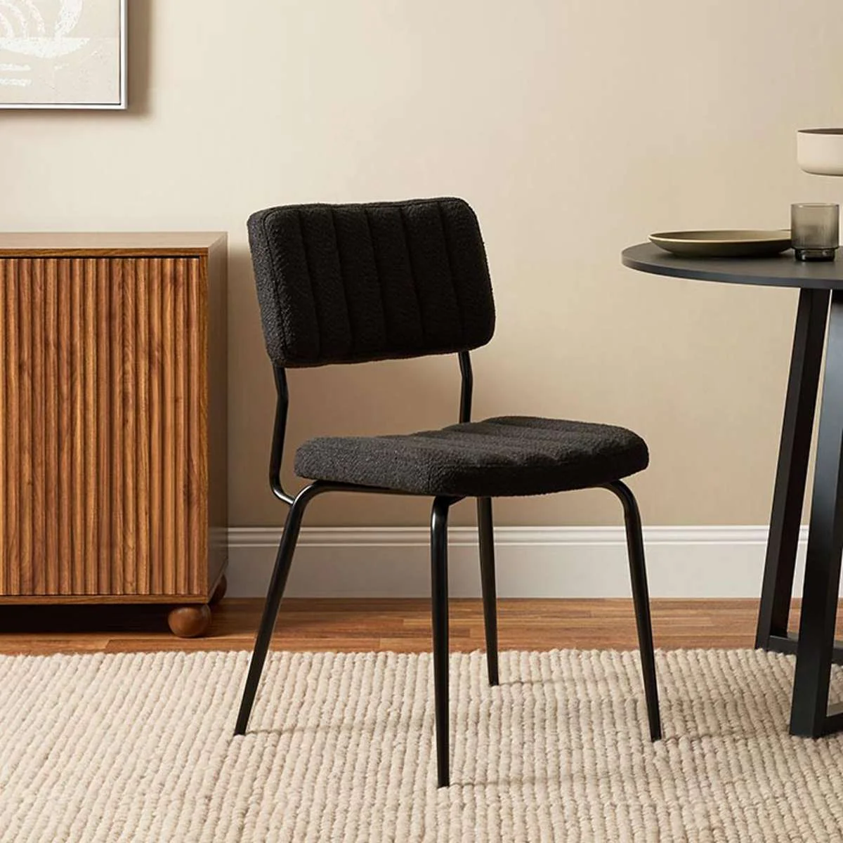 Louie Dining Chair - Set of Two - Black Boucle - Image 3