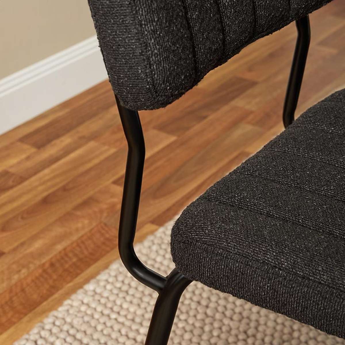 Louie Dining Chair - Set of Two - Black Boucle - Image 4