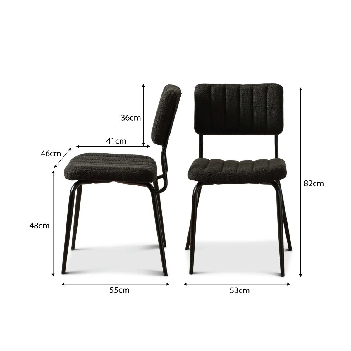 Louie Dining Chair - Set of Two - Black Boucle - Image 8