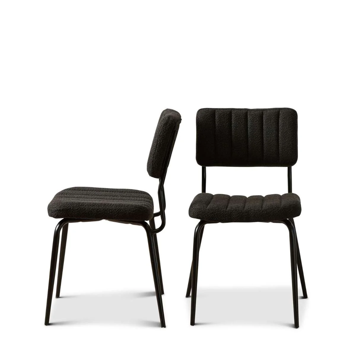 Louie Dining Chair - Set of Two - Black Boucle - Image 9