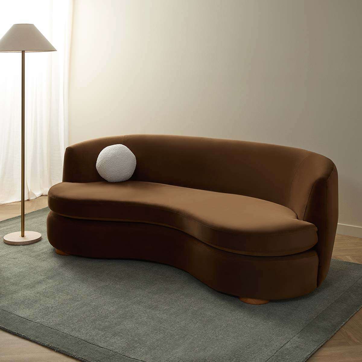 Lyle Pebble 2.5 Seater Sofa - Chocolate Velvet - Image 4