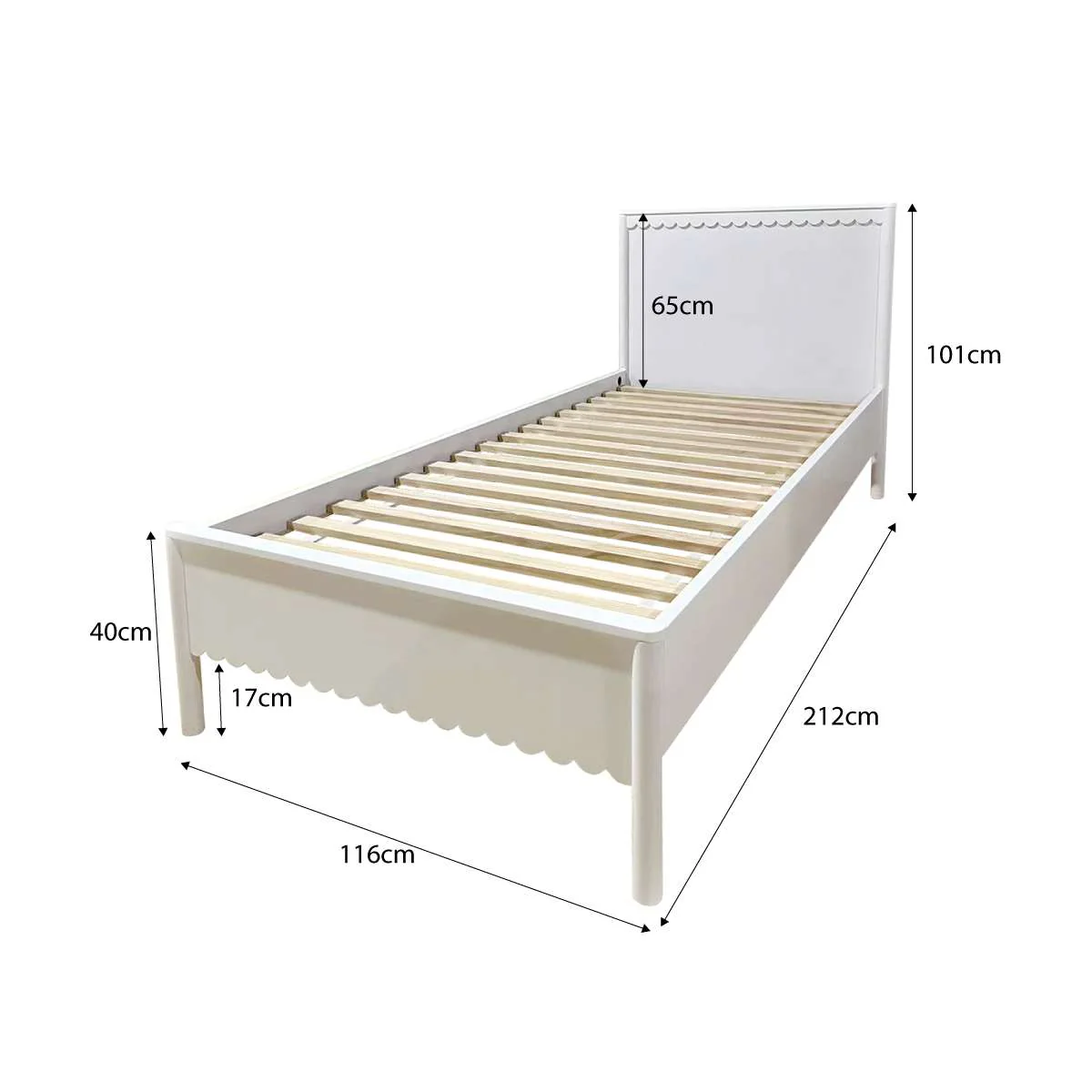 Maisie Scalloped Bed - King Single - White - Image 9