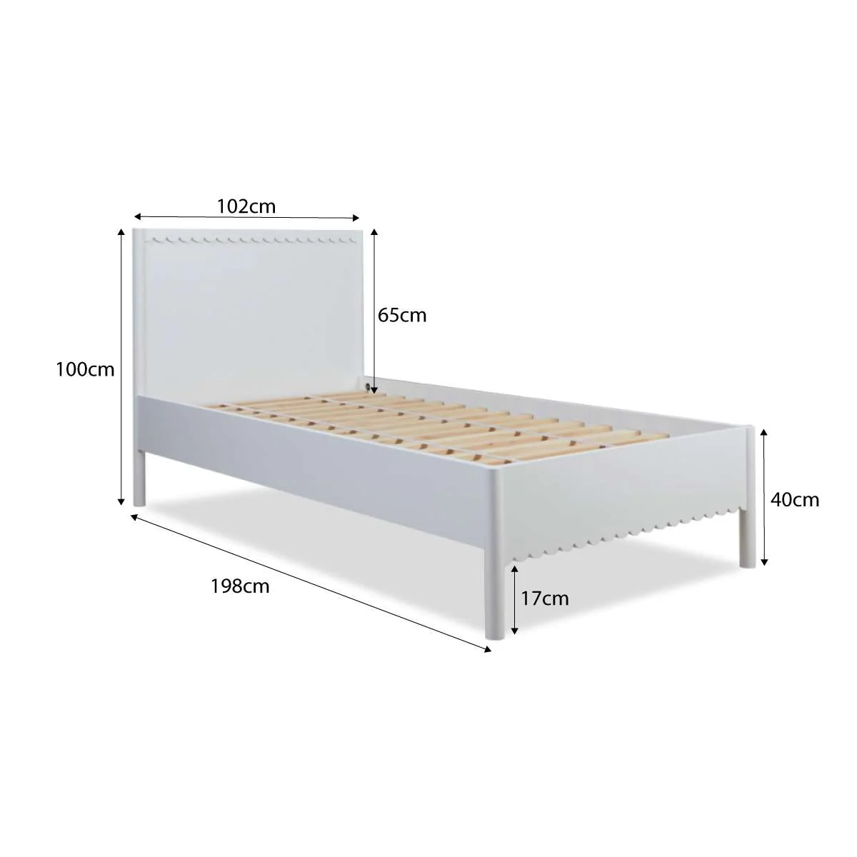 Maisie Scalloped Bed - Single - White - Image 9