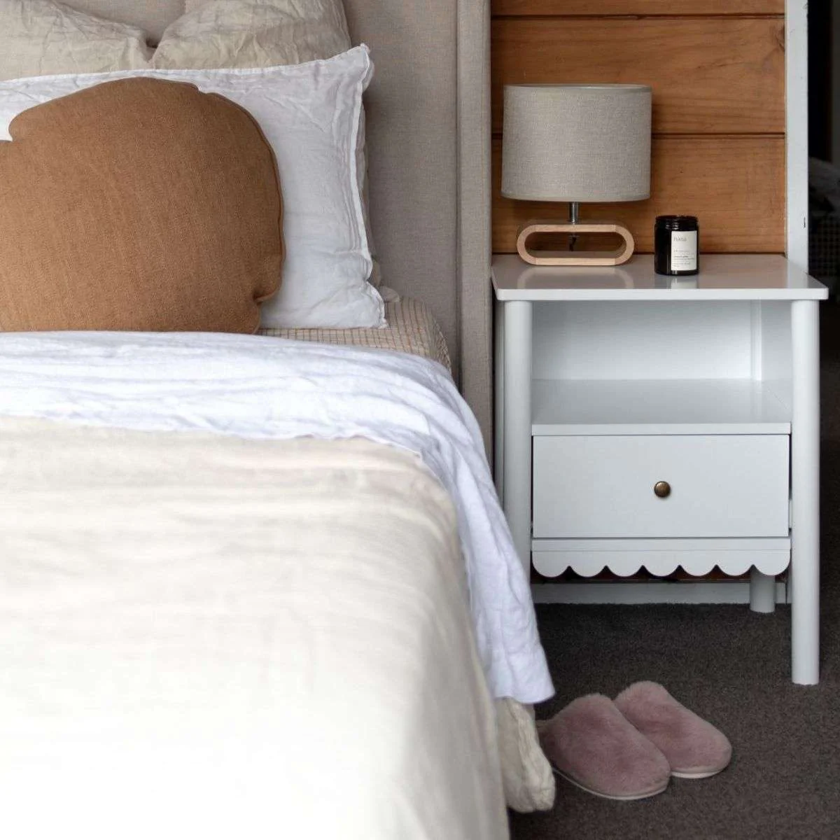 Maisie Scalloped Bedside Table - White - Image 6