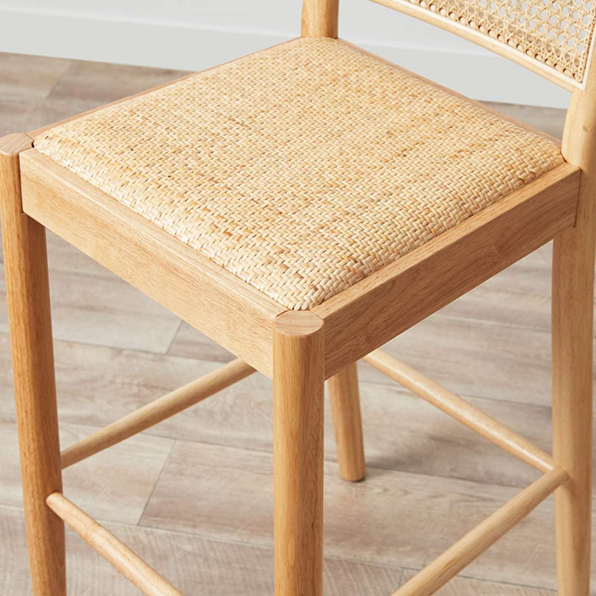 Mateo Curved Rattan Bar Stool - Natural - Image 6