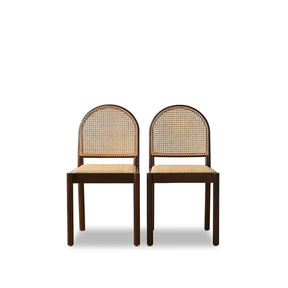 Mateo Curved Rattan Dining Chair - Set of Two - Walnut - Image 11