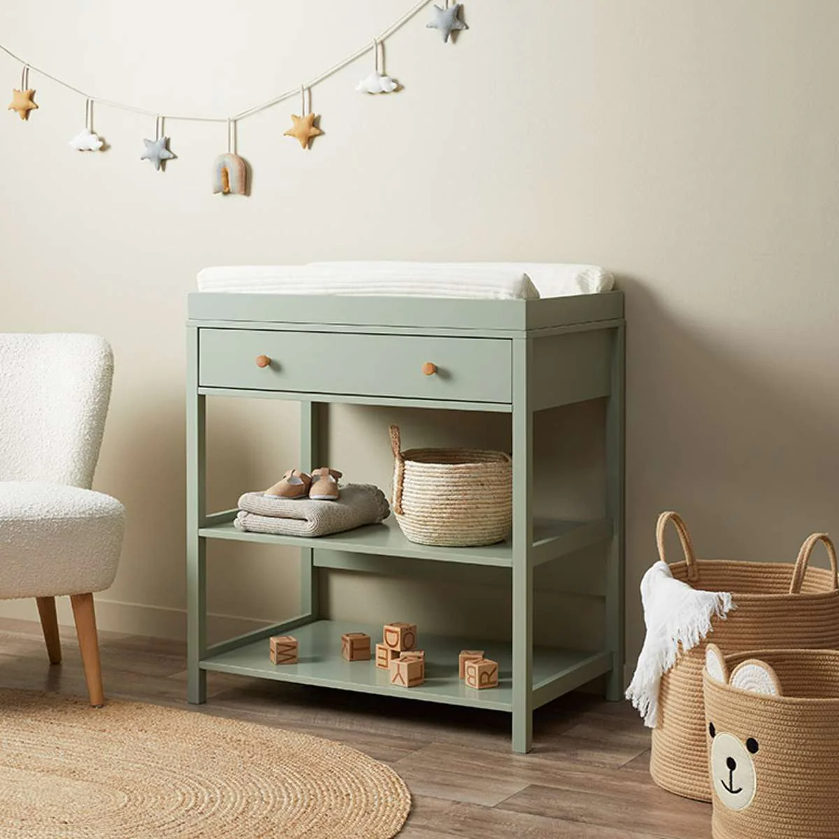Mocka Change Table With Removable Top - Sage Green - Image 2