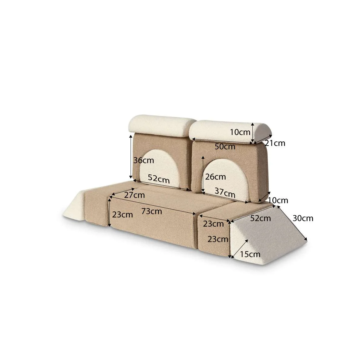 Modular Play Sofa - Cream/Beige Boucle - Image 17