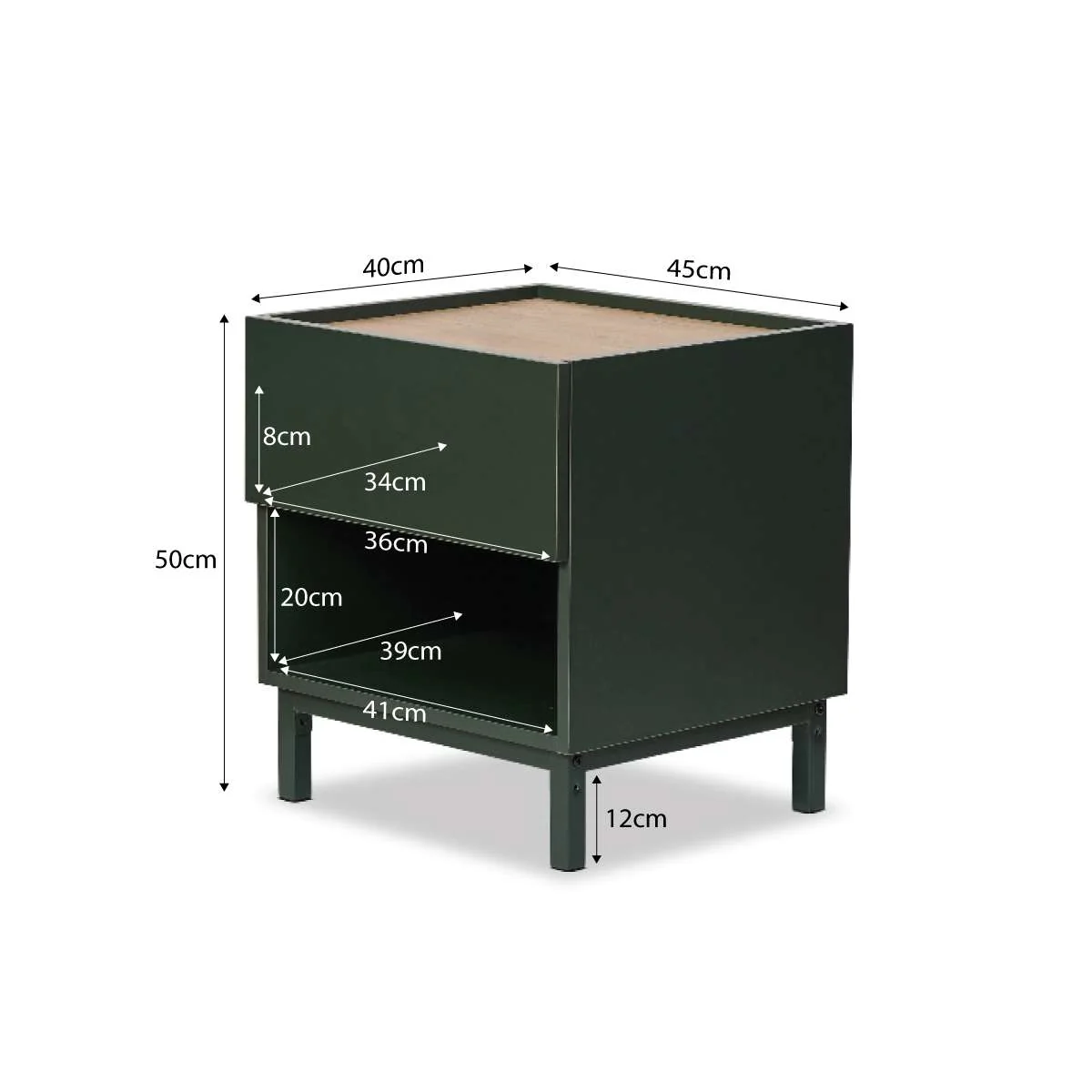 Murphy Bedside Table - Green/Natural - Image 7