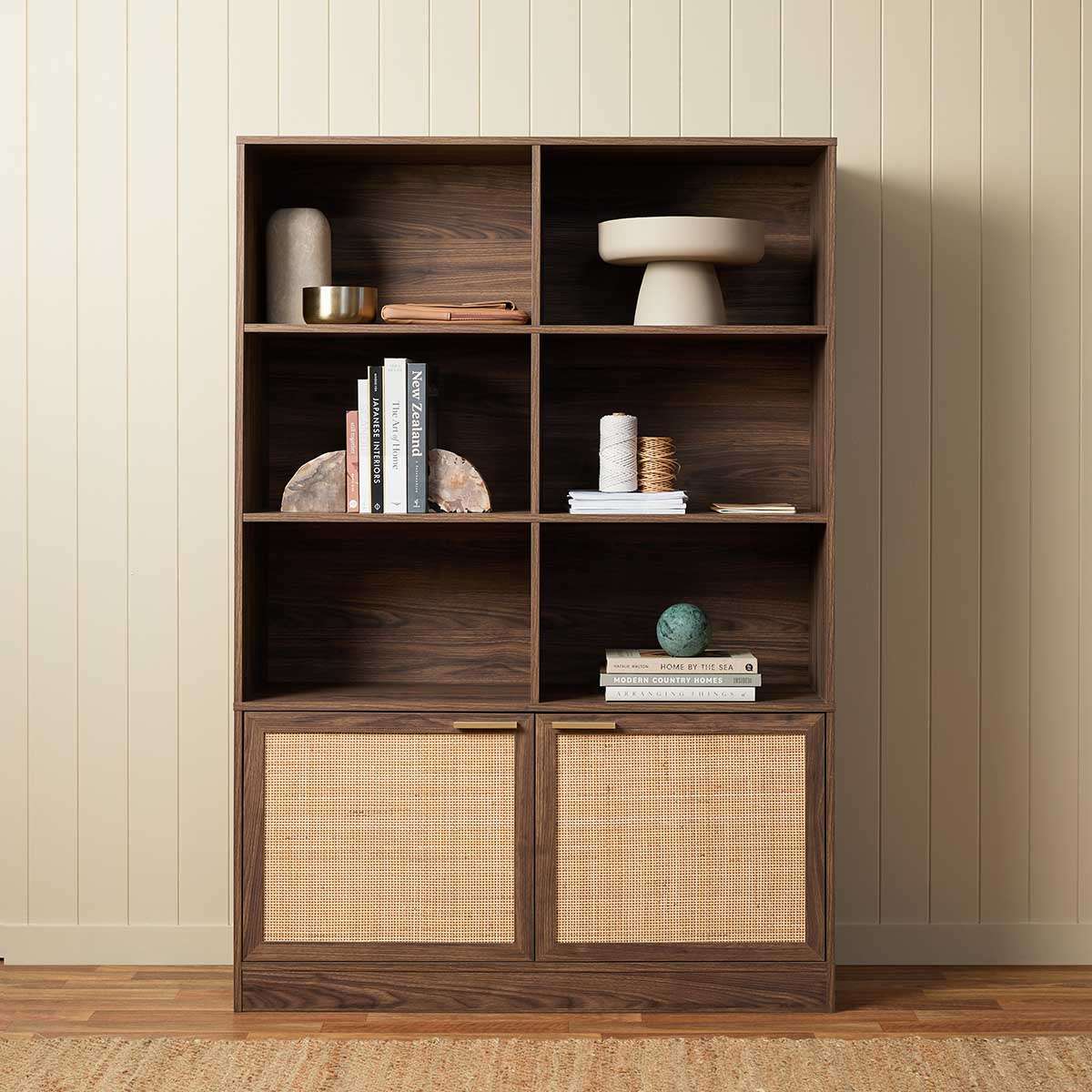 Noosa Rattan Large Bookcase - Walnut - Image 10
