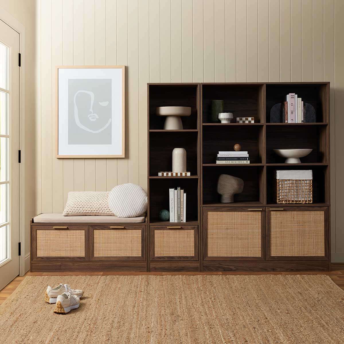 Noosa Rattan Large Bookcase - Walnut - Image 3