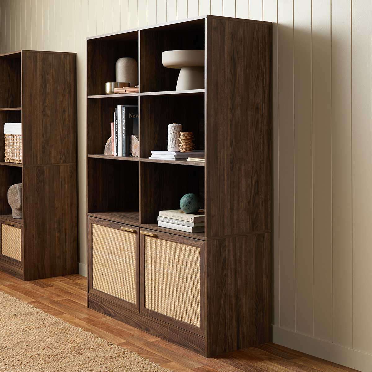 Noosa Rattan Large Bookcase - Walnut - Image 4