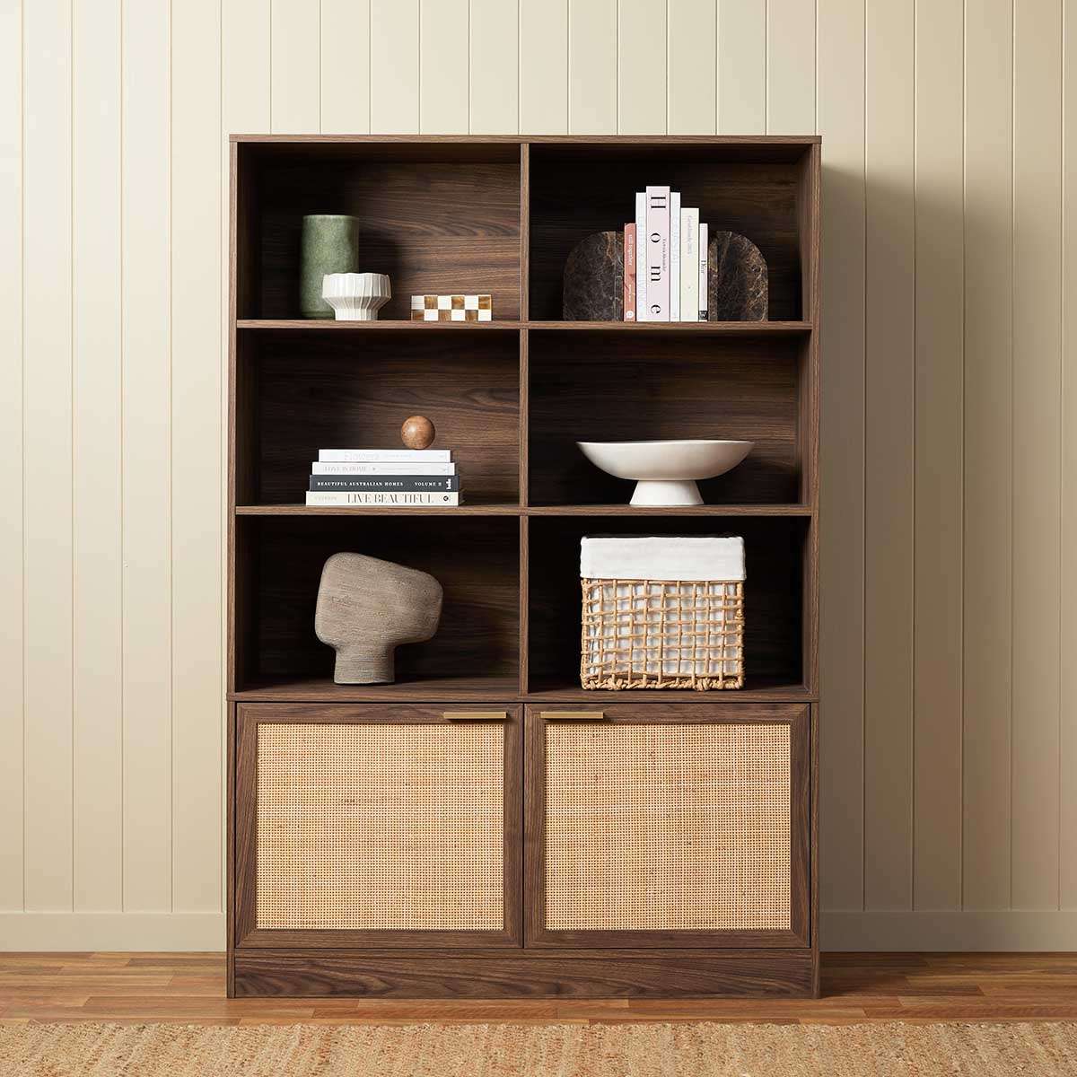Noosa Rattan Large Bookcase - Walnut - Image 7