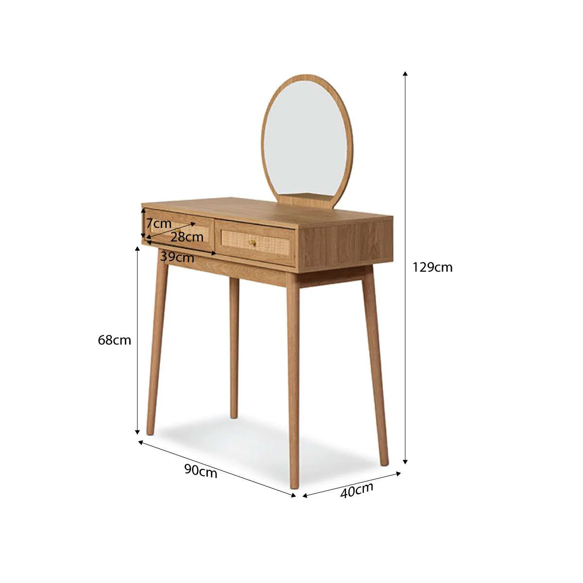 Noosa Rattan Make-Up Table - Natural - Image 9