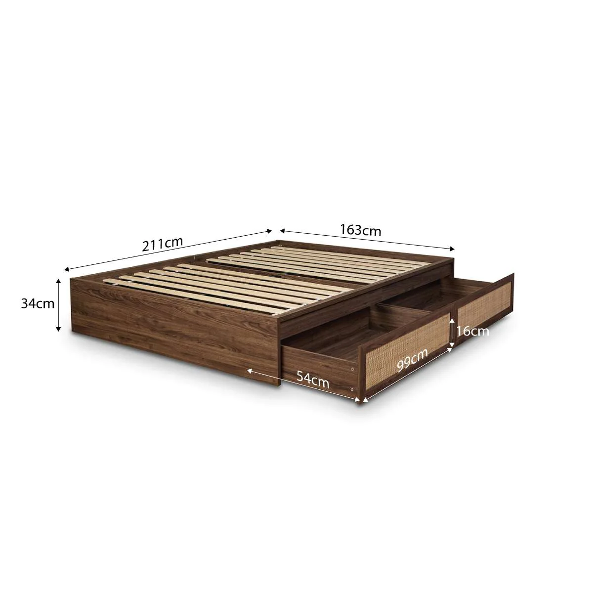 Noosa Rattan Queen Storage Bed Base - Walnut - Image 10